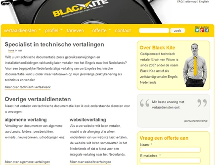 Website Black Kite vertalingen in 2014